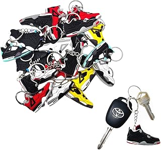TSY TOOL 20 Pcs of Random Mini Retro Collectible 2D Sneaker Keychains – Rubber Shoe Key Chains for Party Favors, Goodie Bags, Collectors, Mystery Prizes & Sneakerhead Gifts
