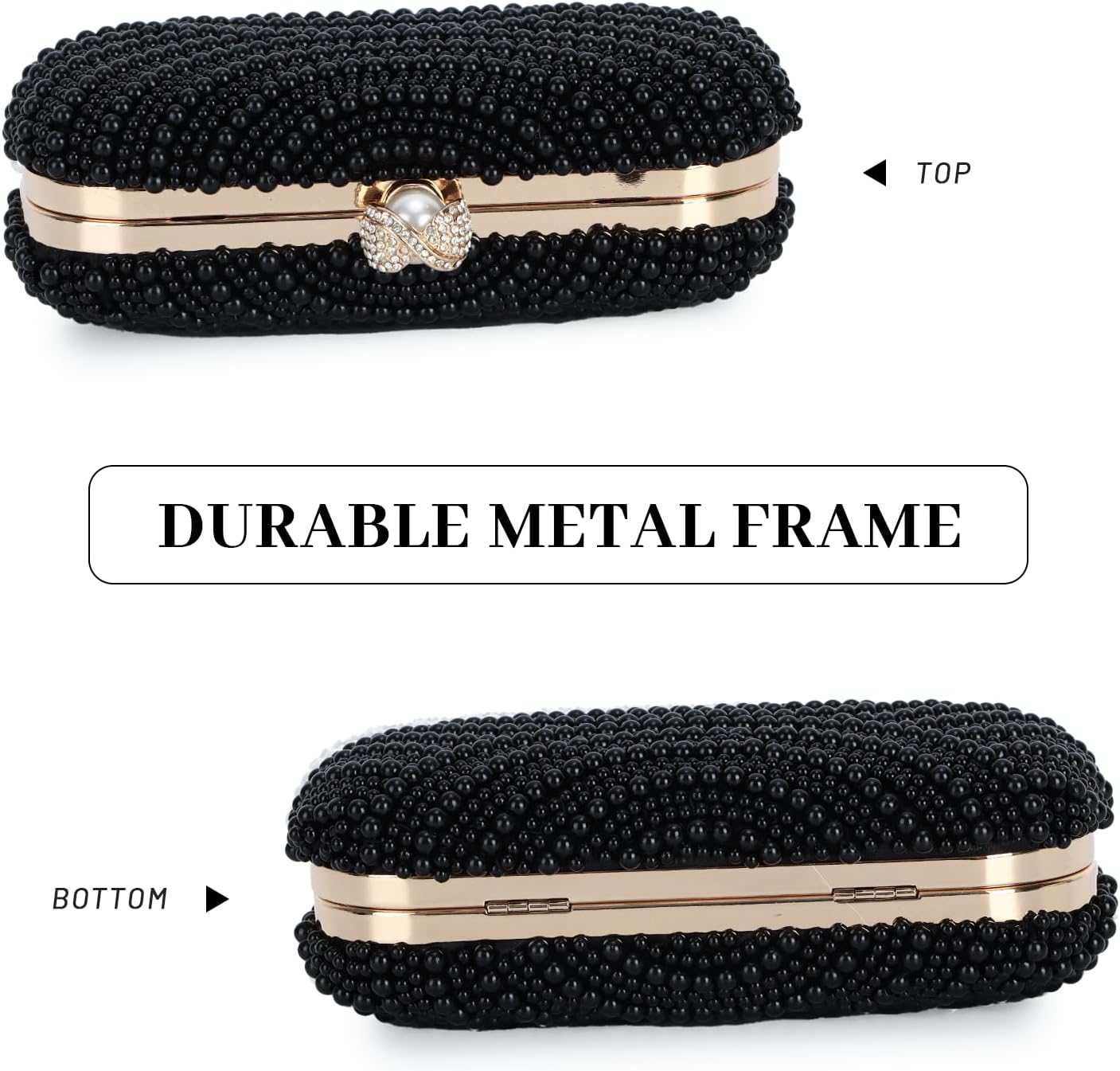 Oweisong Pearl Clutch Purses for Women Wedding Bride Pearl Evening Bag Party Clutch Wallet Tote Handbag - Image 5