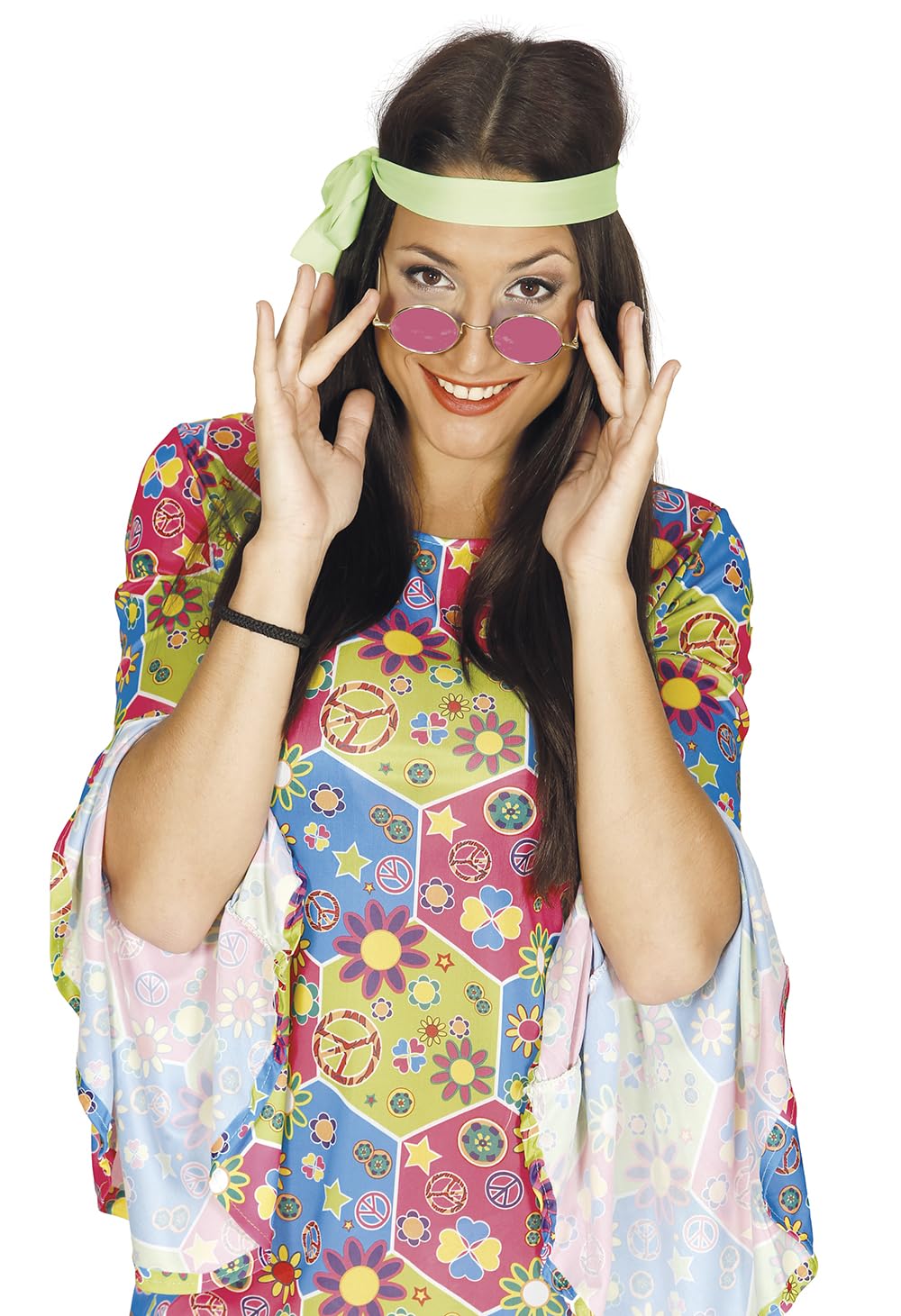 FIESTAS GUIRCA | Pink Hippie Glasses - Fancy Dress Accessory for 60s Parties and Hippie Themed Events - Ideal for Unisex Adults at Carnival and Halloween - Pink