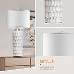 Set of 2 Modern Farmhouse Table Lamps for Bedrooms Living Room, 26" Large Rustic Resin Bedside Lamps with Antique White-Grey Finish, Elegant White Shade Nightstand Lamps,Bulbs Included