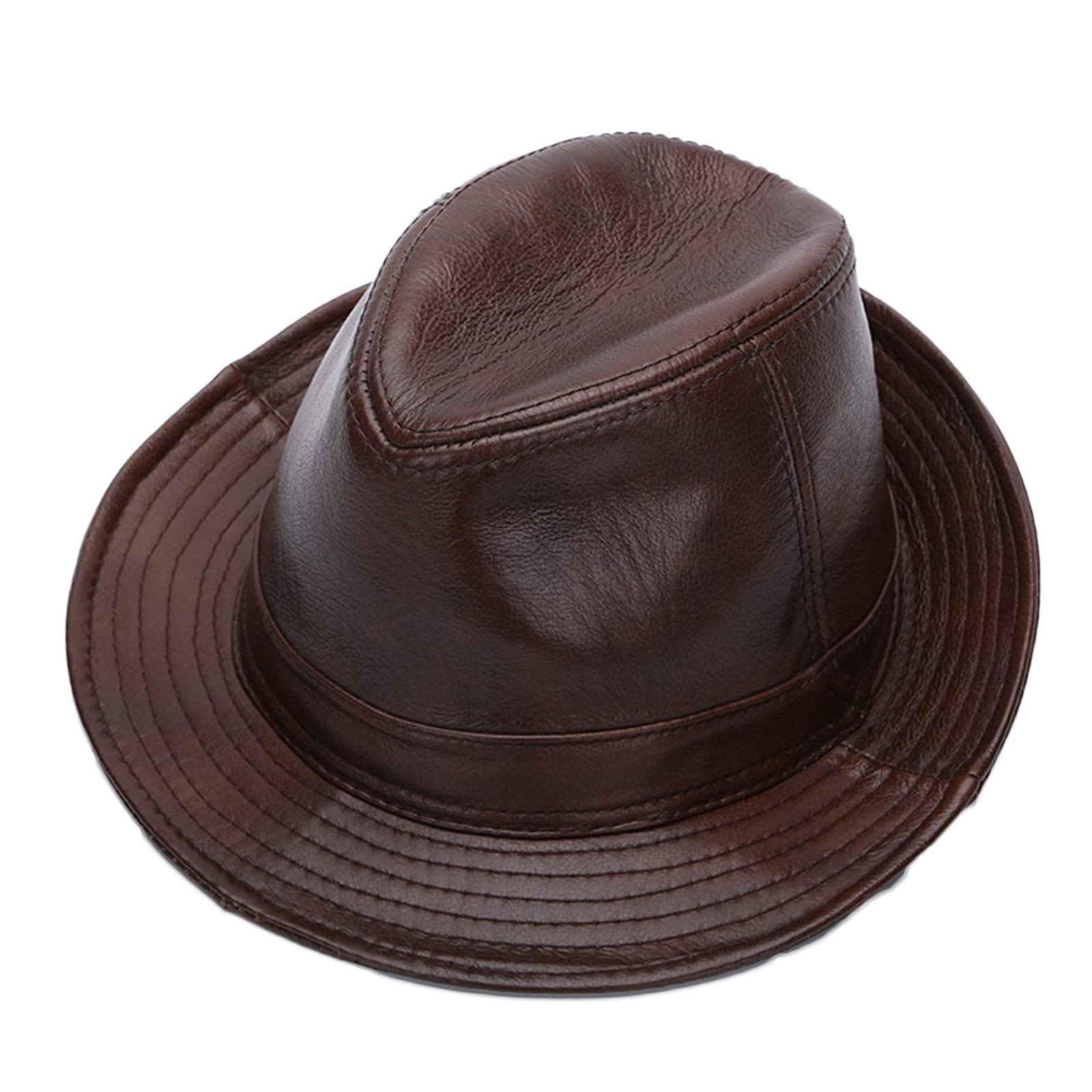 Sombreros de invierno, piel de vaca de hombre fedora trilby sombrero de cuero jazz gorra top sombrero caballero sombrero otoño e invierno