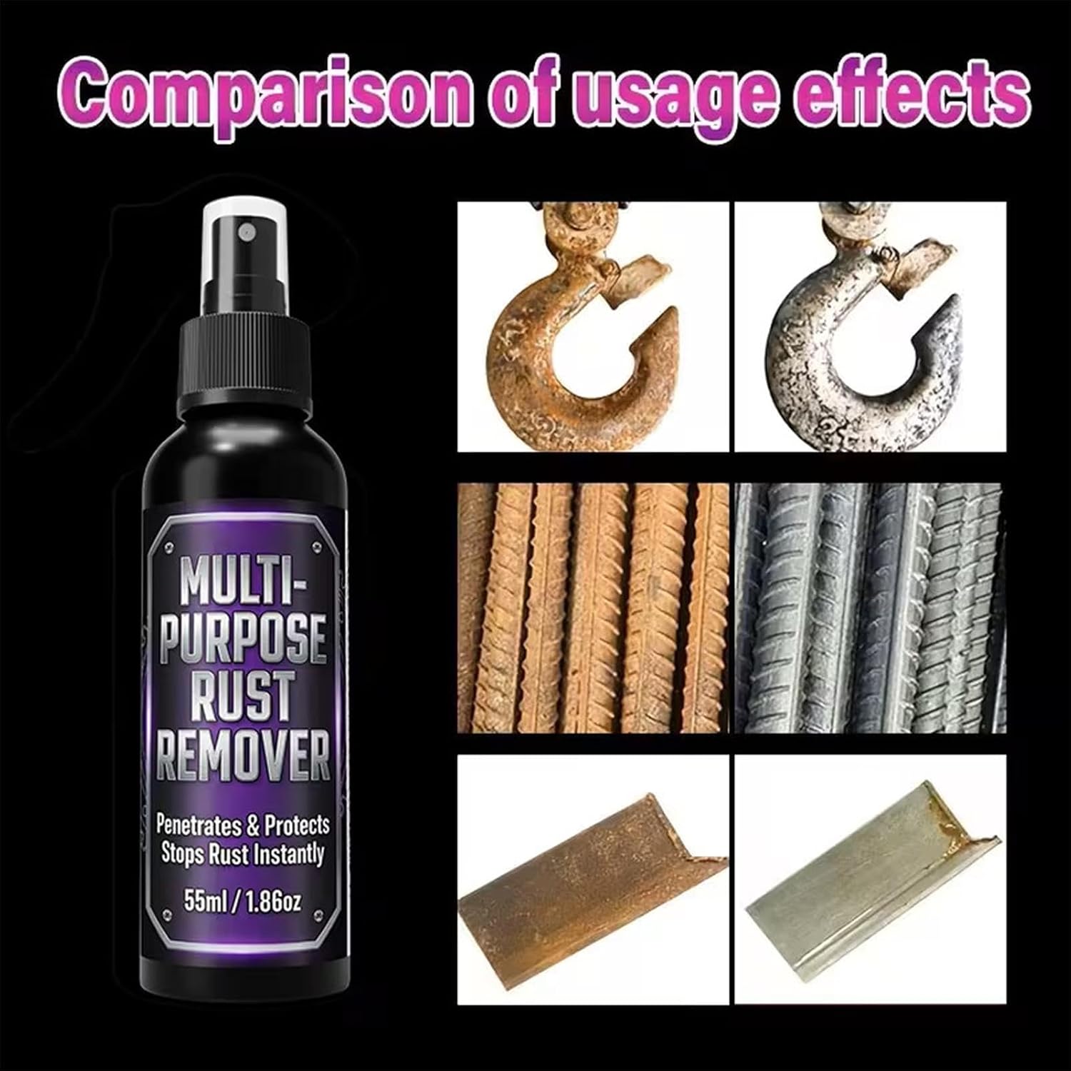 Rust Dissolver Spray Set, Iron Removal Mist System, Fast Acting Rust Cleaning Trigger Spray with Lightweight Sturdy Build Design for Household Kitchen Bathroom Outdoor Use