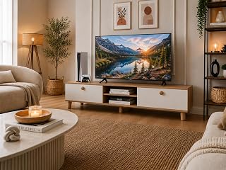 Öztürk Mobilya Design Televizyon Ünitesi, Bohem Tv Ünitesi, Safir Meşe - Beyaz Renk, Ev Dekorasyon Ünite