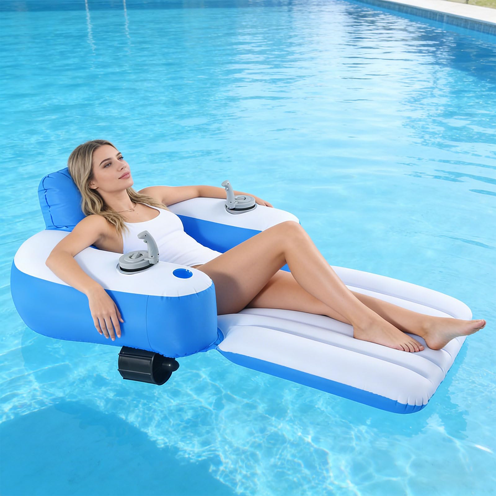 Aufblasbarer Elektrischer Pool Liegefloat Mit 2 Starken Motoren – Pool Aufblasbare Für Erwachsene, Bräunungs-Pool Liege, Pool Lounge Float Für Pool, Strand & Sonnenbaden