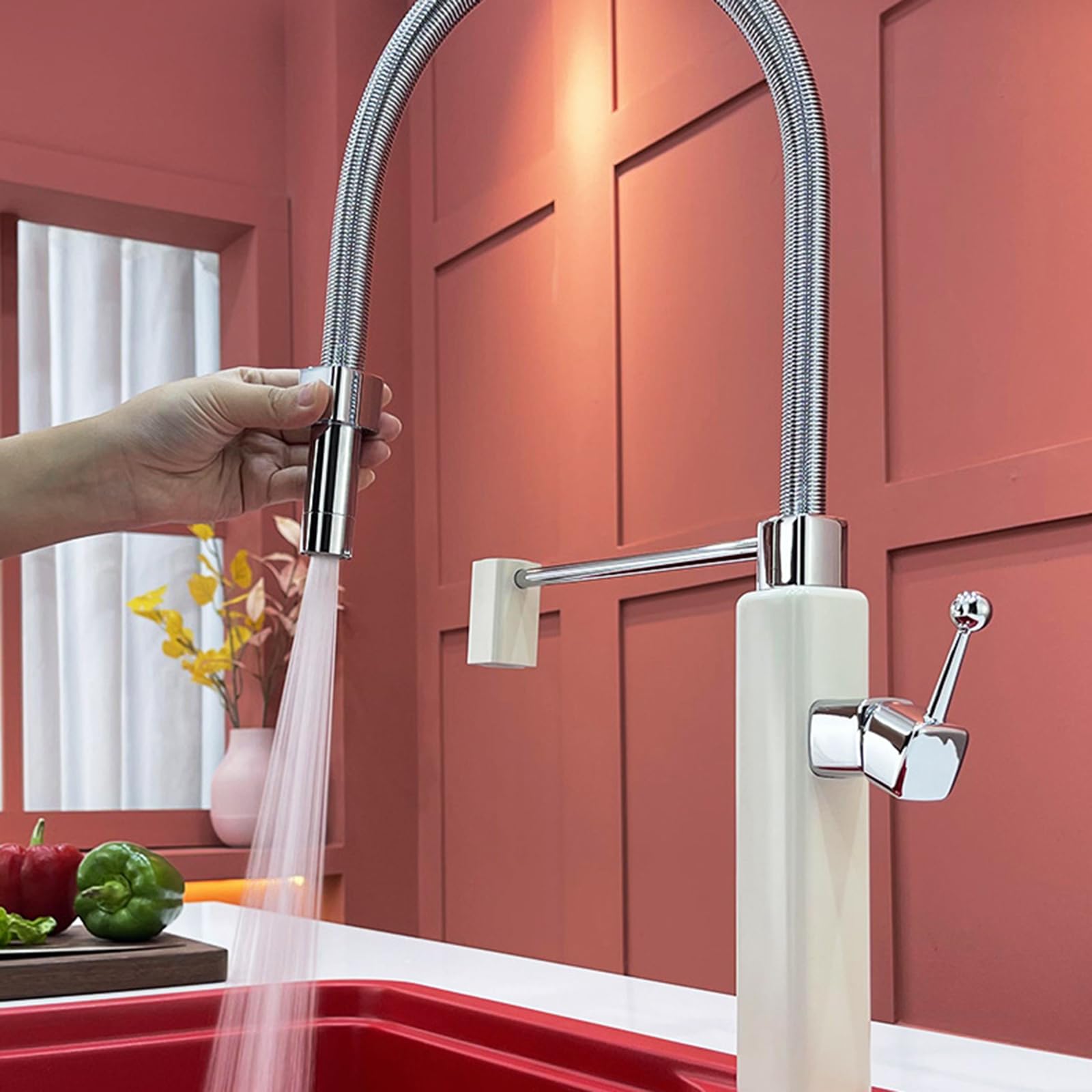 Grifo Cocina Extraible Monomando Grifo Manguera con Resorte Giratorio de 360° Grifos Lavabo de 2 Modos Manija Única Agua Caliente y Fría,Azul