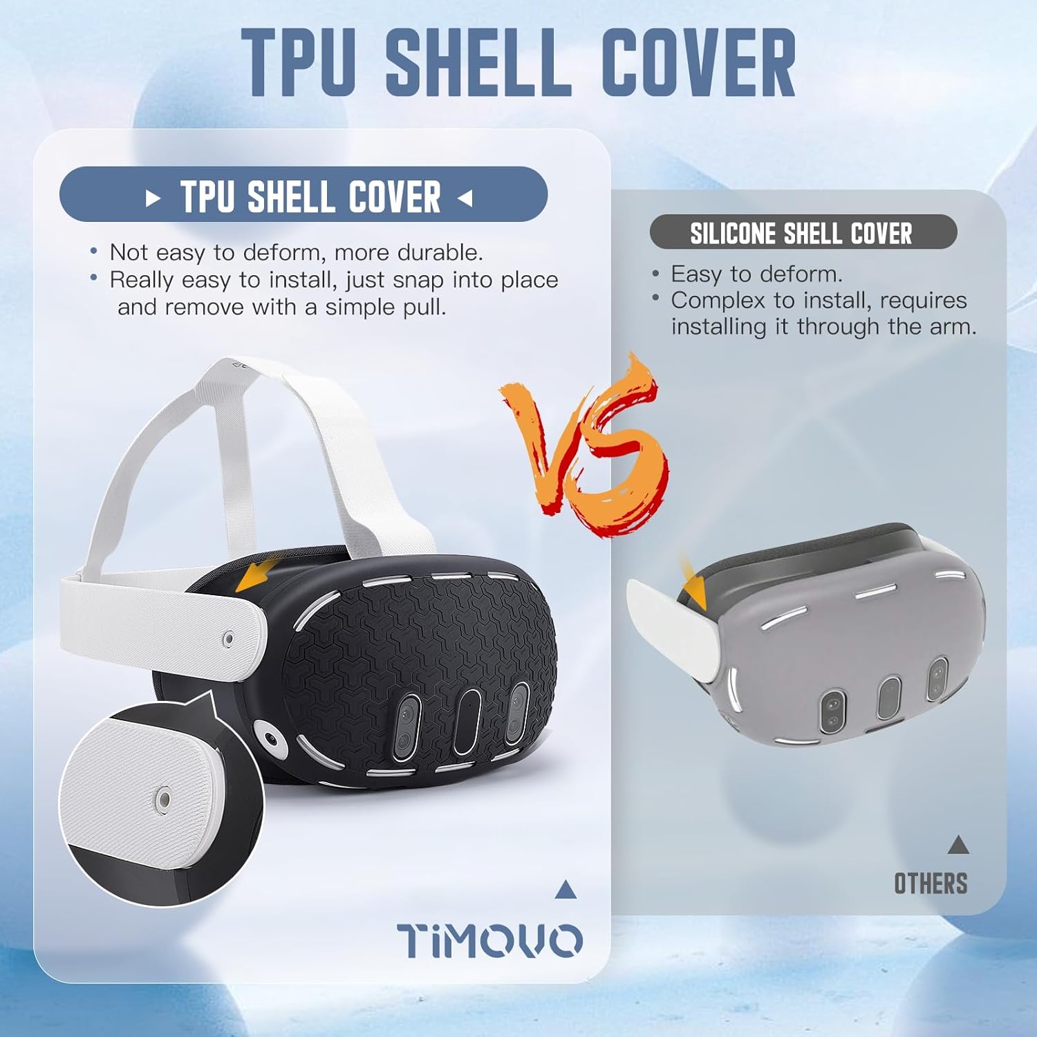 TiMOVO VR Protective Accessory Set for Meta Quest 3, VR Protective Cover Include Controller Grip, VR Shell Cover, Face Cover,Lens Cover, Thumb Girp,Eye Cover, Protective Shell for Oculus Quest 3,Black