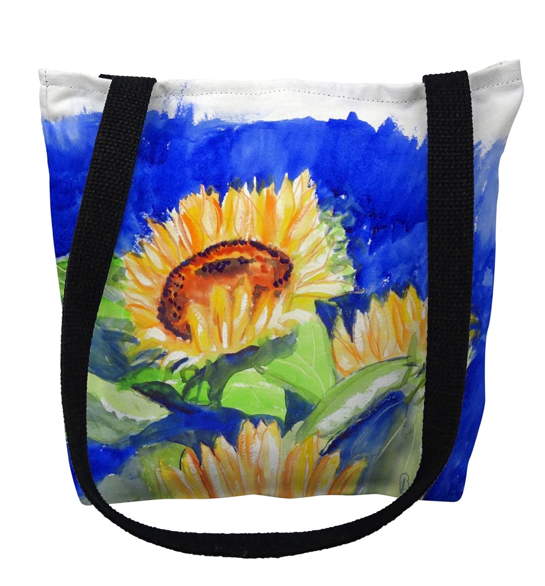 13 x 13 in. Gold Rising Sunflower Small Tote Bag by Betsy Drake – Cotton, Black, Model TY775S