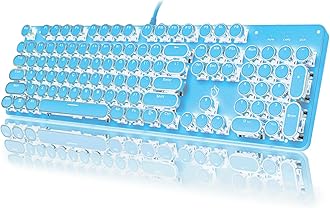 Typewriter Style Mechanical Gaming Keyboard RGB Backlit Wired with Blue Switch Retro Round Keycap 104 Keys Keyboard (Blue 104 Keys LED)
