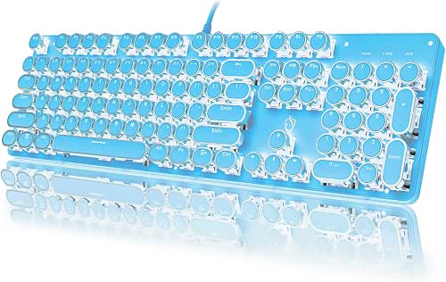 YSCP Typewriter Style Mechanical Gaming Keyboard White Backlit Wired with