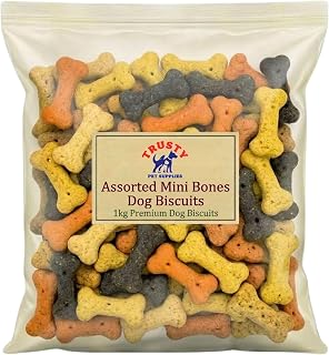 Assorted Mini Bones Dog Biscuits 1kg | Dog Treats & Training Treats | Small Dog Treats for Small, Medium & Large Dogs | By Trusty Pet Supplies