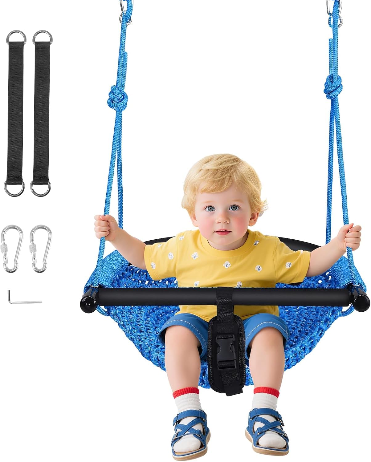 Columpio 2 en 1 para niños con cuerdas ajustables, columpio para árbol