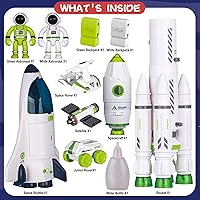 Vista 3 de Space Rocket Shuttle - Juego de juguetes de avión espacial para niños con luces, sonido y figuras de astronauta, juguetes de nave espacial, regalo