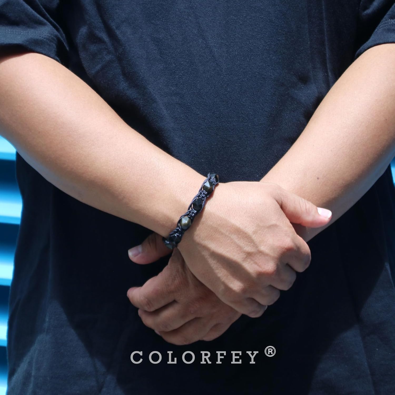 Protection Crystal Beaded Bracelets for Men Women Handmade Tiger Eye Obsidian Gemstone Bracelet Mens Rope Bracelets Unique Faceted Bead Set, Natural Energy Gifts for Father Husband Son - Image 6