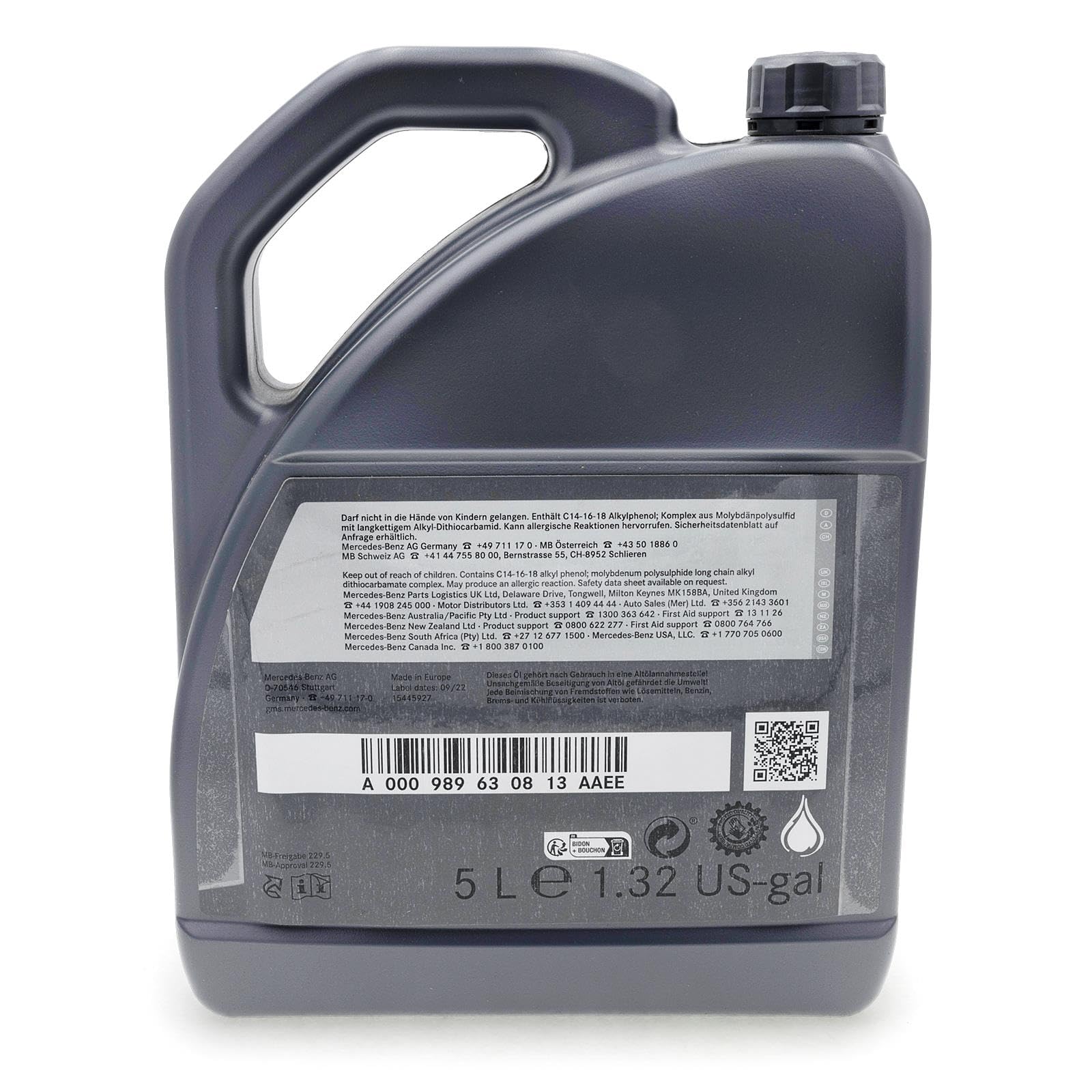 Mercedes-Benz 5W-40 MB 229.5 - Set de aceite de motor original de 10 litros