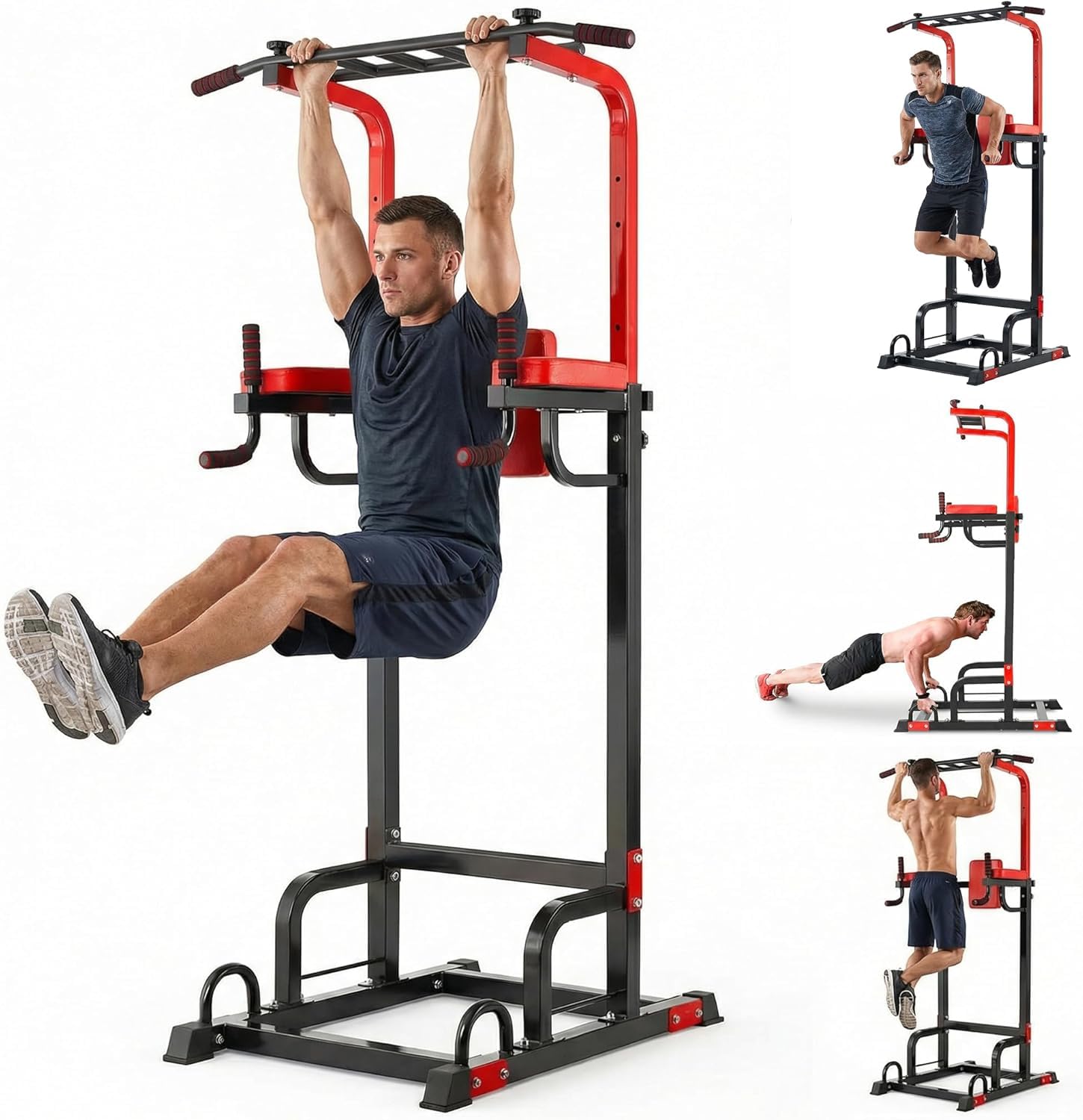 Power Tower Dip Station, Regolabile in Altezza Fitness Strength Station con barra per trazioni, Power Tower multifunzione per allenamento della forza in palestra domestica, caricabile 200KG