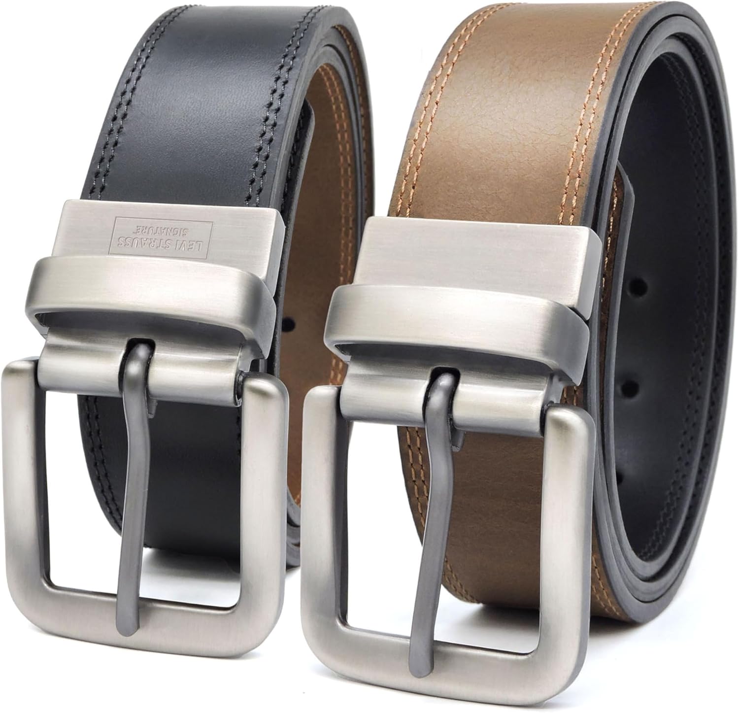 Levi Strauss Signature - Premium Leather Reversible Belt for Men for Jeans, Work, Dress & Casual pants | Cinturon Para Hombre