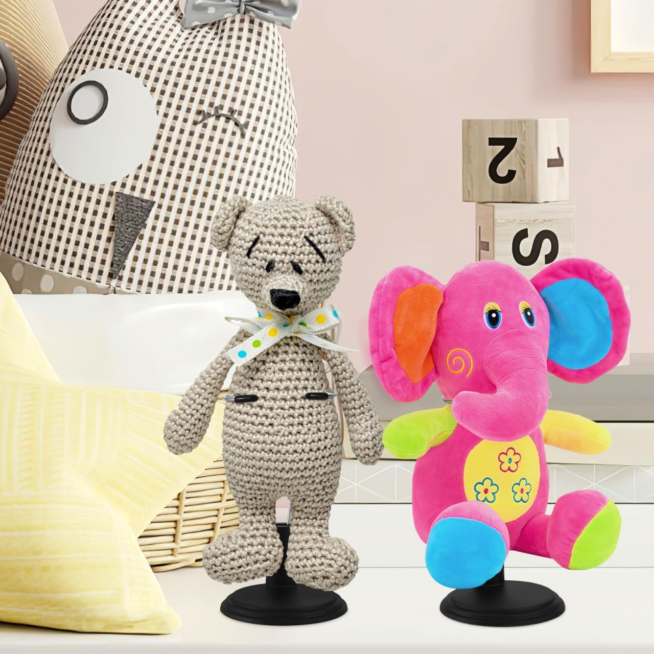 TOYANDONA 4pcs Adjustable Doll Stands for 4 - 6.8 Inches: Black Plastic Doll Holders Action Figure Stands for Mini Bears Collectible Photography Display