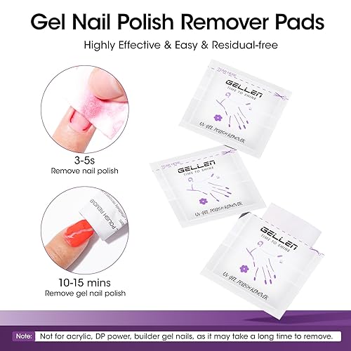 Miniatura 3 de Gellen Kit de almohadillas removedoras de esmalte de gel, almohadillas removedoras de esmalte de acetona y toallitas limpiadoras de alcohol, paquete