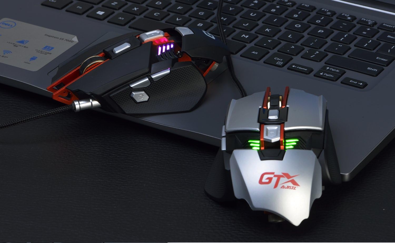 Ajazz GTX Wired Gaming Mouse, Adjustable Wrist Support and Counterweight, 7 Programmable Buttons, Special Gaming Side Button, Aluminum Framework, RGB Backlit Ergonomic Mechanical Computer Mic, Black