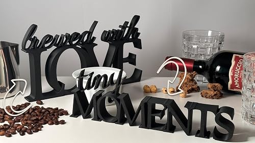 Niiclas 3D Schriftzüge für Küche & Kaffee Bar – „Brewed with Love & „Tiny Moment