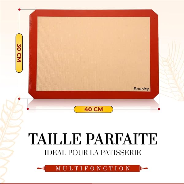 Tapis de Cuisson - 2 Tapis Réutilisable en Silicone Anti-Adhésif - Supporte le Four et le Micro-Onde, Passe au Lave-Vaisselle - Certifié sans BPA et Écologique - Idéal Pâtisserie : 30x40cm - 3