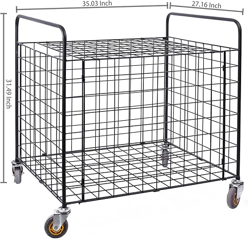 Miniatura 4 de MyGift Carrito de almacenamiento profesional de metal con ruedas industriales gigantes, jaula de casillero portátil de grado comercial para