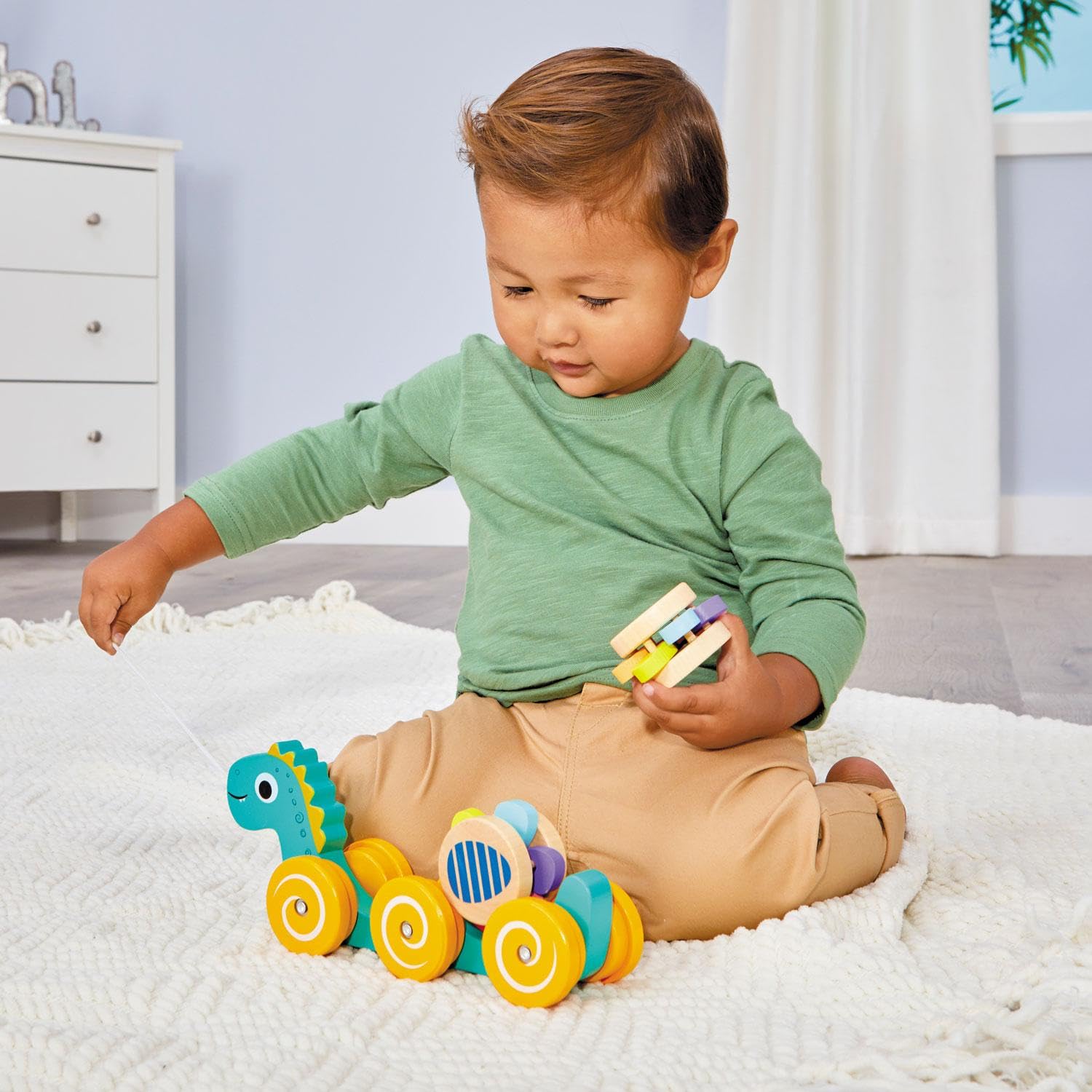 Little Tikes - Giocattolo da Trainare in Legno - Con 2 Pezzi Rimovibili - Sviluppa le Abilità Motorie e la Coordinazione - Dino