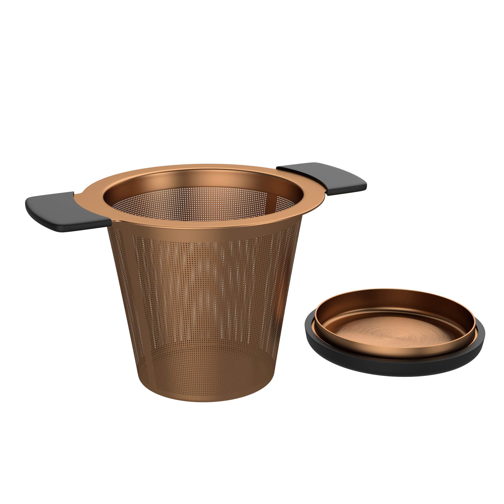 bonVIVO Puri Stainless Steel Tea Infuser for Loose Leaf Tea, Practical Tea Strainer for teapots or Cups, Functional, Copper-Look mesh Tea Filter with lid