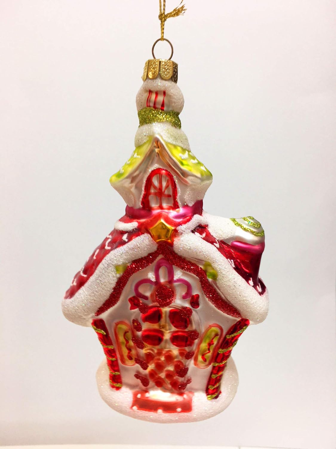 Glitterville Glass Nutcracker Candy Gingerbread House Christmas Tree Ornament