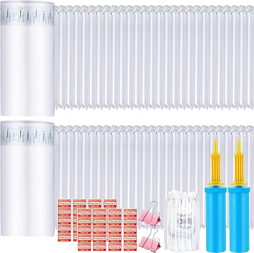 PerKoop Almohadas de aire inflables de 8 x 175 pies para envío, embalaje grande de burbujas con bomba, rollo de envoltura de amortiguación de
