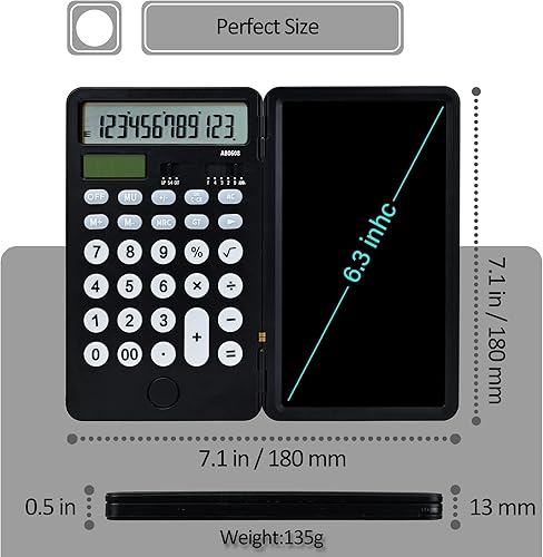 Miniatura 6 de VEWINGL Calculadora con bloc de notas, calculadoras de escritorio de oficina de pantalla grande de 12 dígitos, calculadora multifunción recargable