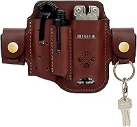 Vista 7 de Funda multiherramienta, organizador EDC de cuero, bolsa para cinturón para multiherramienta, cuchillo, bolígrafo, llaves, compatible con Leatherman