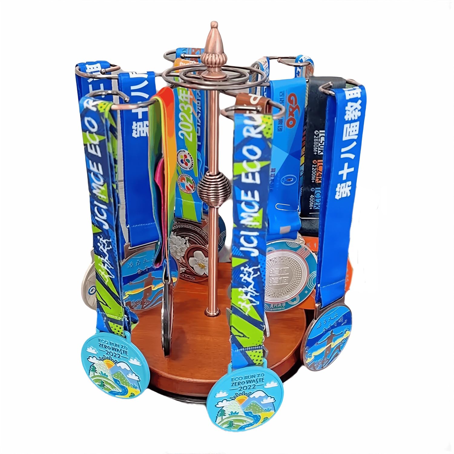 scosao Madera Porta Medallas, Giratorio Colgador de Medallas Soporte de Tabla para Medallas, Perchero para Medallas Estante de Exhibición para Atletas, Deportes Corredores Gimnasia Natación