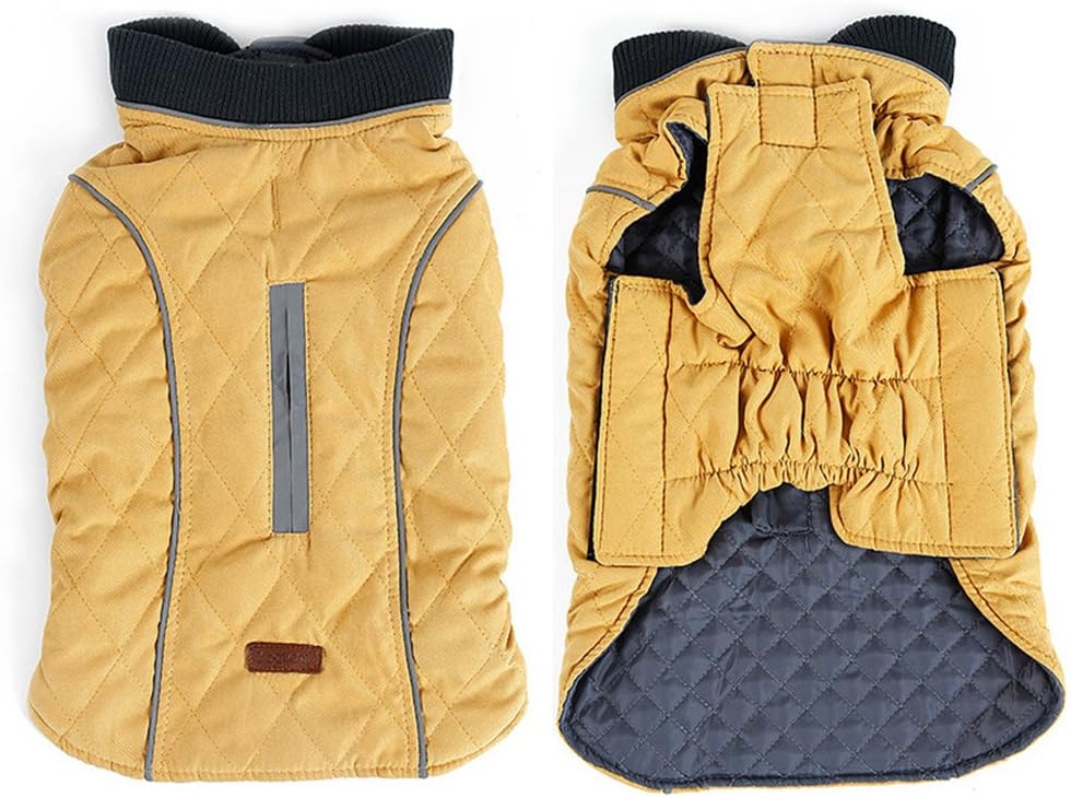 TFENG Reflective Dog Jacket Dog Coat Warm Padded Puffer Vest Puppy Jacket with Fleece Yellow L