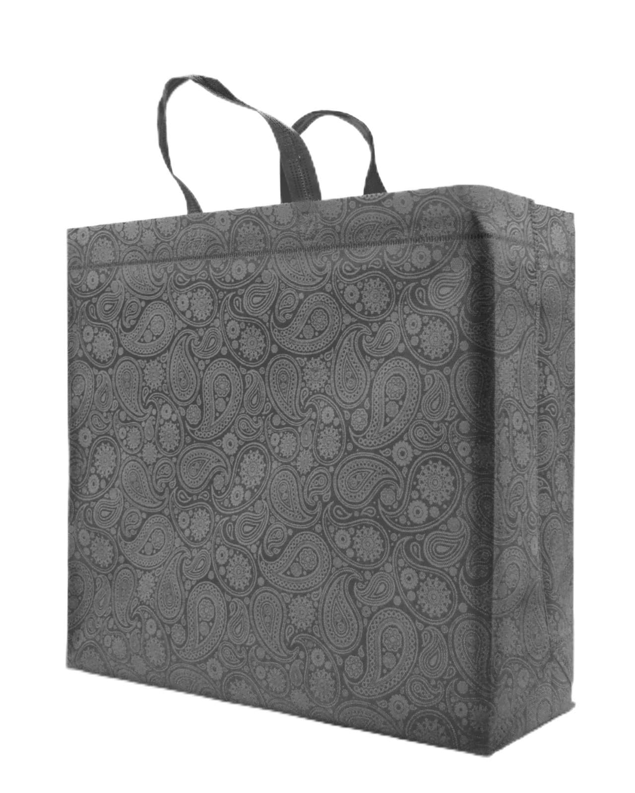 NON WOVEN BAG, TERMEH DESIGN, HORIZONTAL- 5pc - BLACK base 45x40x14cm