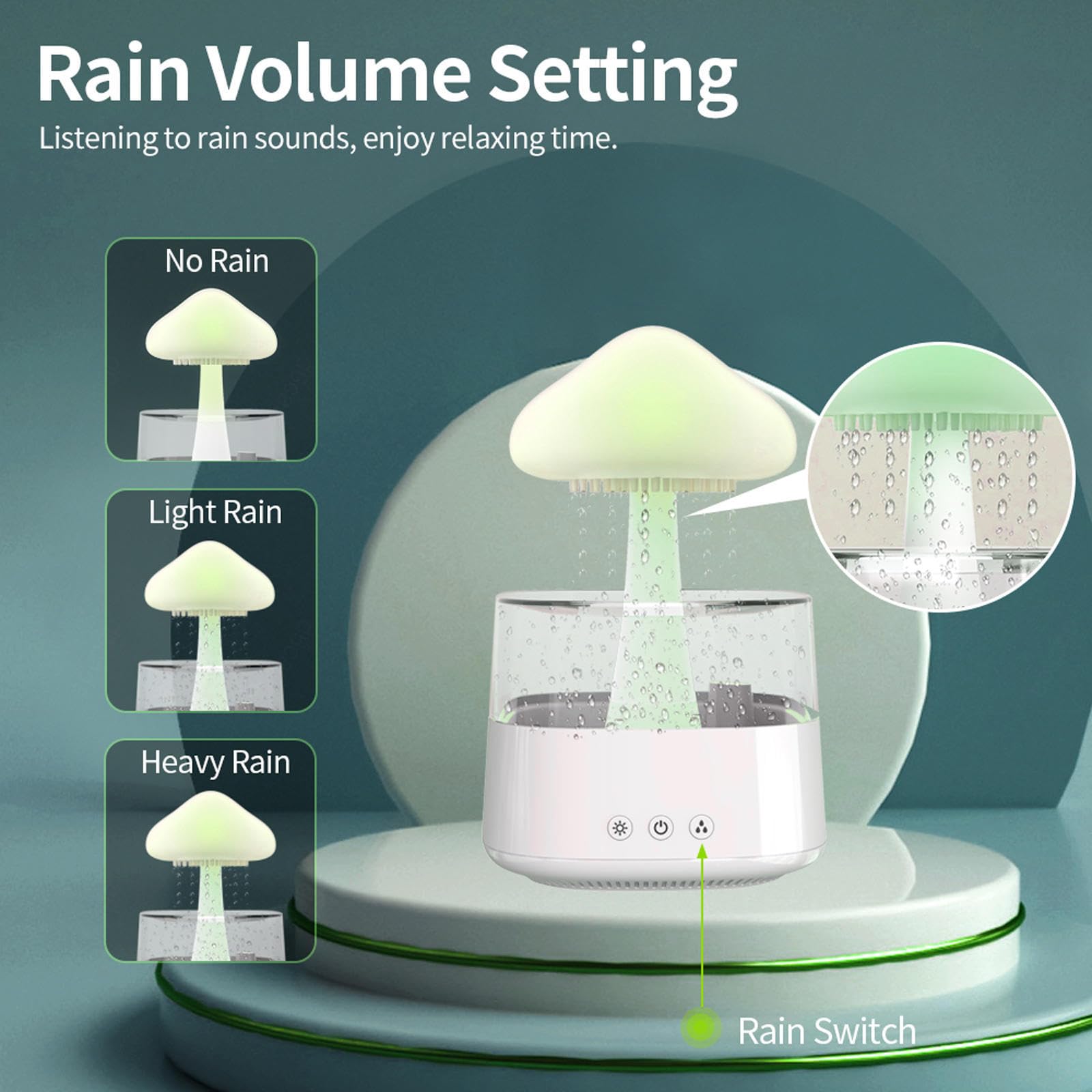 raining cloud night light, 7 Couleurs LED 450ml lampe humidificateur, pour La Maison Le Bureau La Chambre À Coucher Et Les Décorations De Bureau,WoodGrain