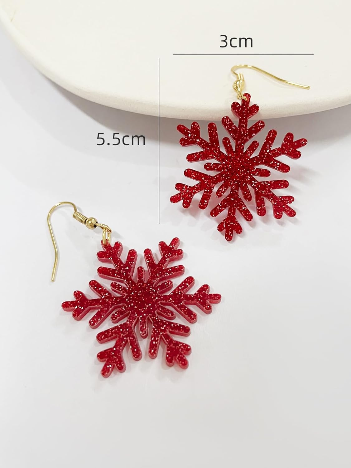 Christmas Snowflake Earrings for Women Shining Acrylic White Snowflake Dangle Earrings Glitter Lightweight Winter Earring Christmas New Year Party Decorations Holiday Jewelry Accessories - Image 6