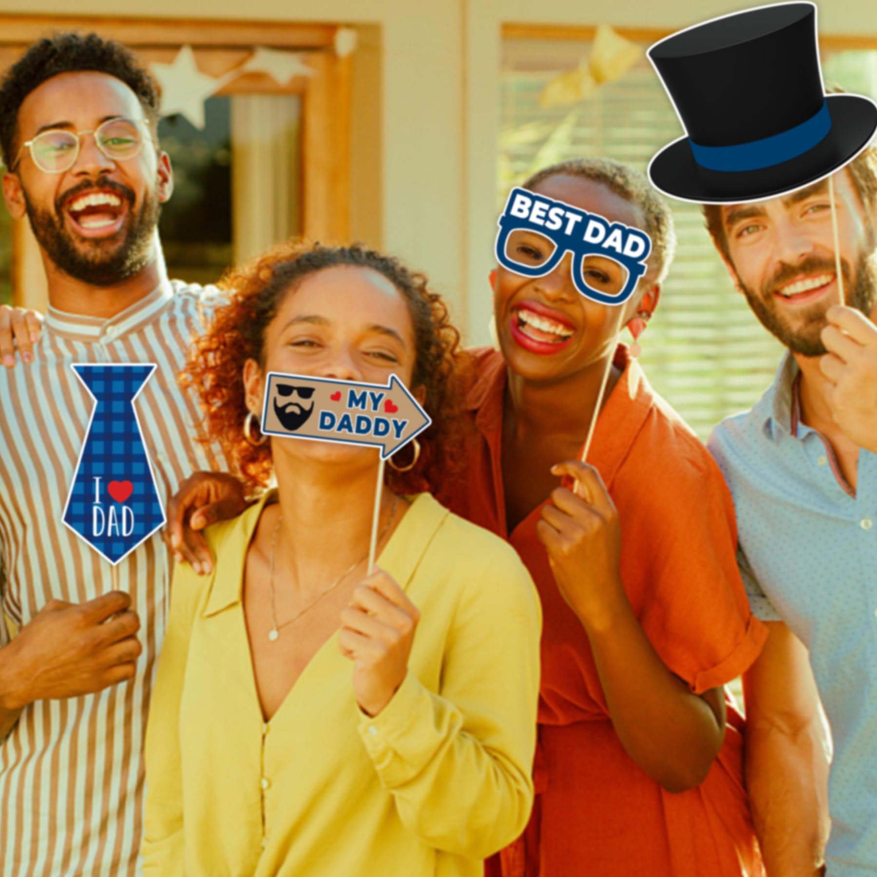 Happy Father's Day Photo Booth Props Set – 24 Stück, Lustige Papp-Requisiten Für Vatertagsfeiern