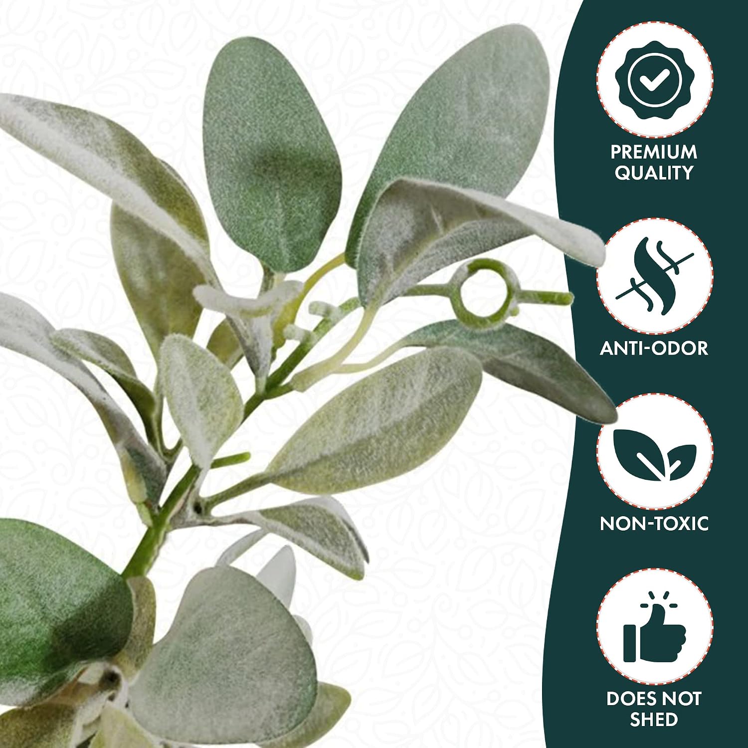 Quadow Artificial Lamb's Ear Greenery Garland, 6 Ft Long Artificial Lambs Ear Garlands Room Decor Green Leaves Vines Garland Home Party Garden Decor