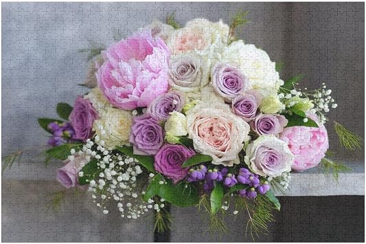 Roses Peony Flower 1000 Piece Wooden Puzzle for Adults Educational Intellectual Game for Men Women Family Kids Jigsaw Puzzles