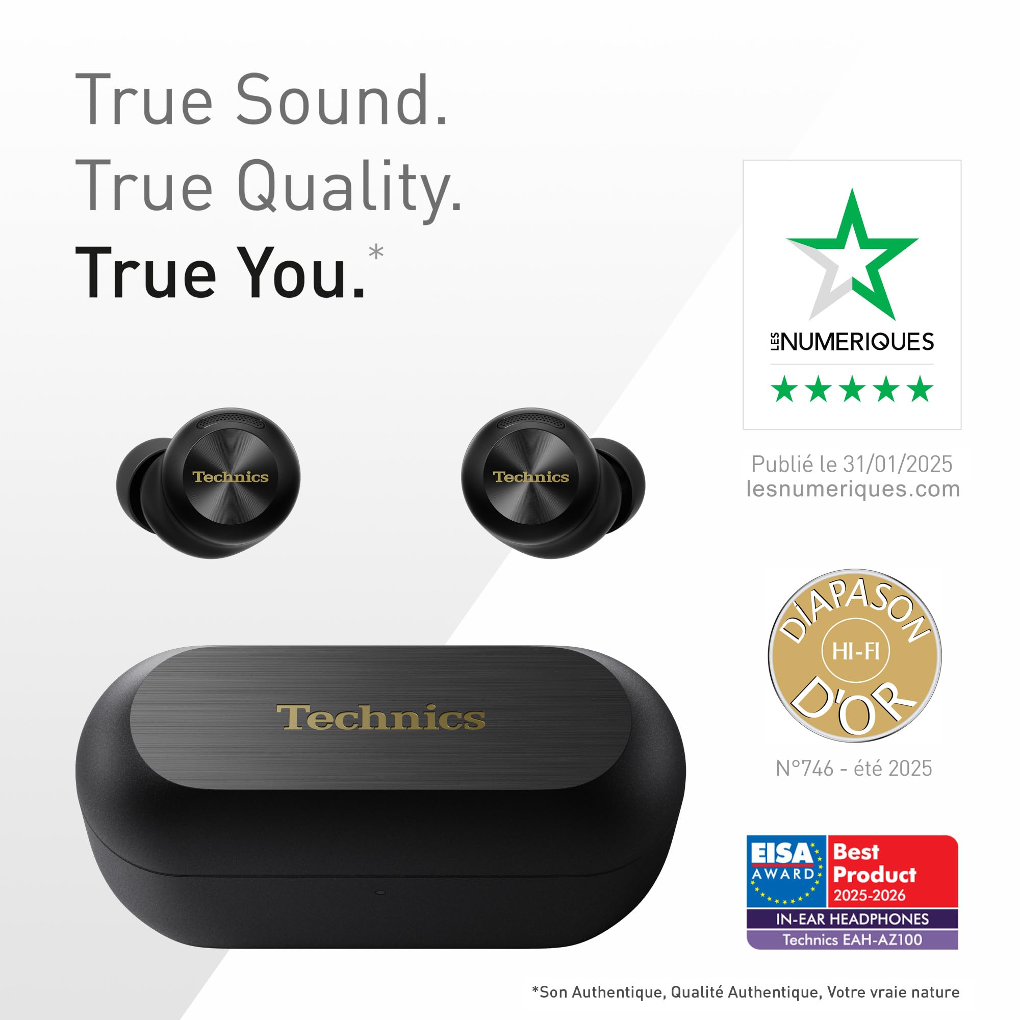 Technics EAH-AZ100E-K Écouteurs sans Fil avec Réducteur de Bruit, Bluetooth Multipoint, Voice Focus AI, Écouteurs Intra-Auriculaire Confortables, Noir