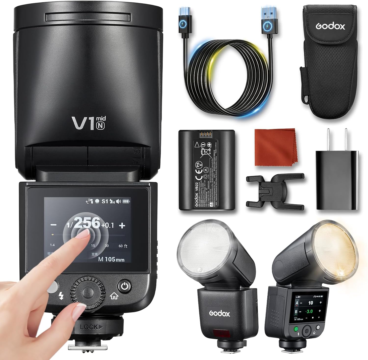 Godox V1‑Mid N TTL Flash Round‑Head 55Ws 2.4G Wireless Speedlite for Nikon
