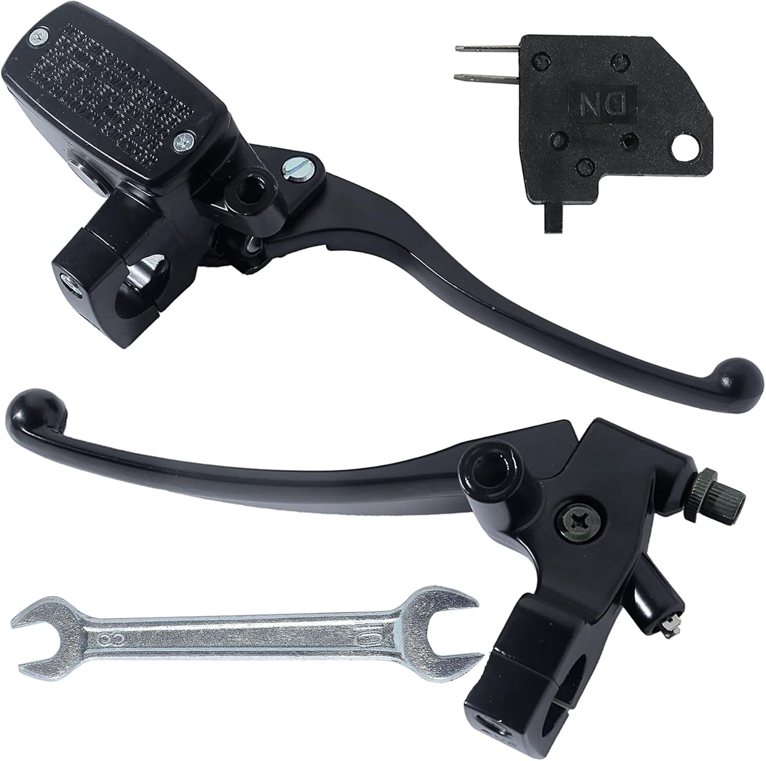 Stylemafia Universal Motorcycle 1" 25mm Handlebar Right Brake Master Cylinder & Left Clutch Lever Kit Compatible with Honda Kawasaki Suzuki Yamaha (Black
