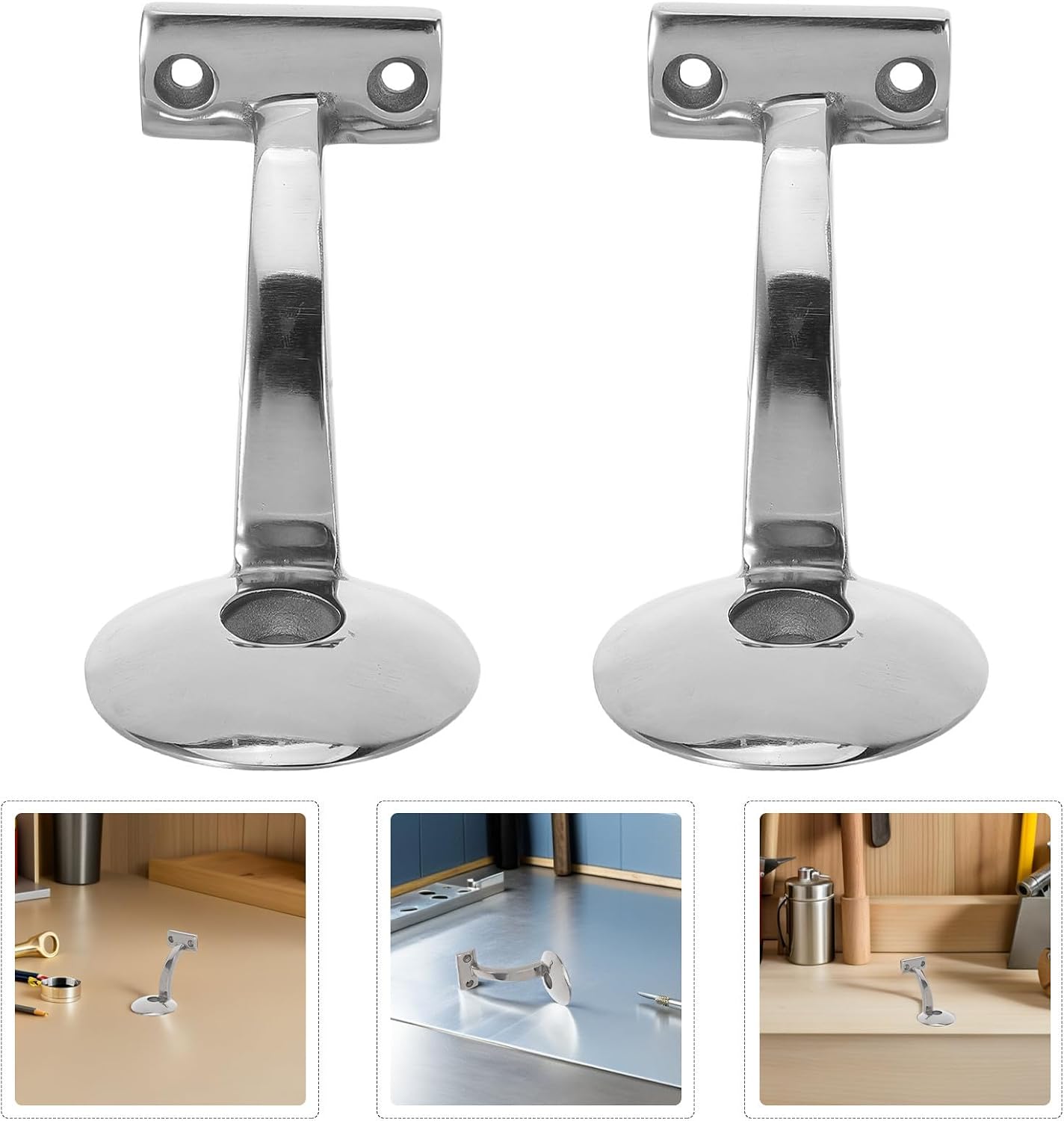 Stair Handrail Support Brackets Stainless Steel 2pcs Hand Rail Brackets Heavy Duty with Easy Installation and Safety Enhancements for Stairs for New Construction Stairways