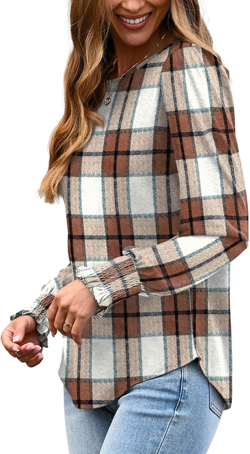 XIEERDUO Blouses for Women Dressy Casual Long Sleeve Shirts Fashion Clothing Puff Sleeve Tunic Tops with Smocked Cuffs - Image 5