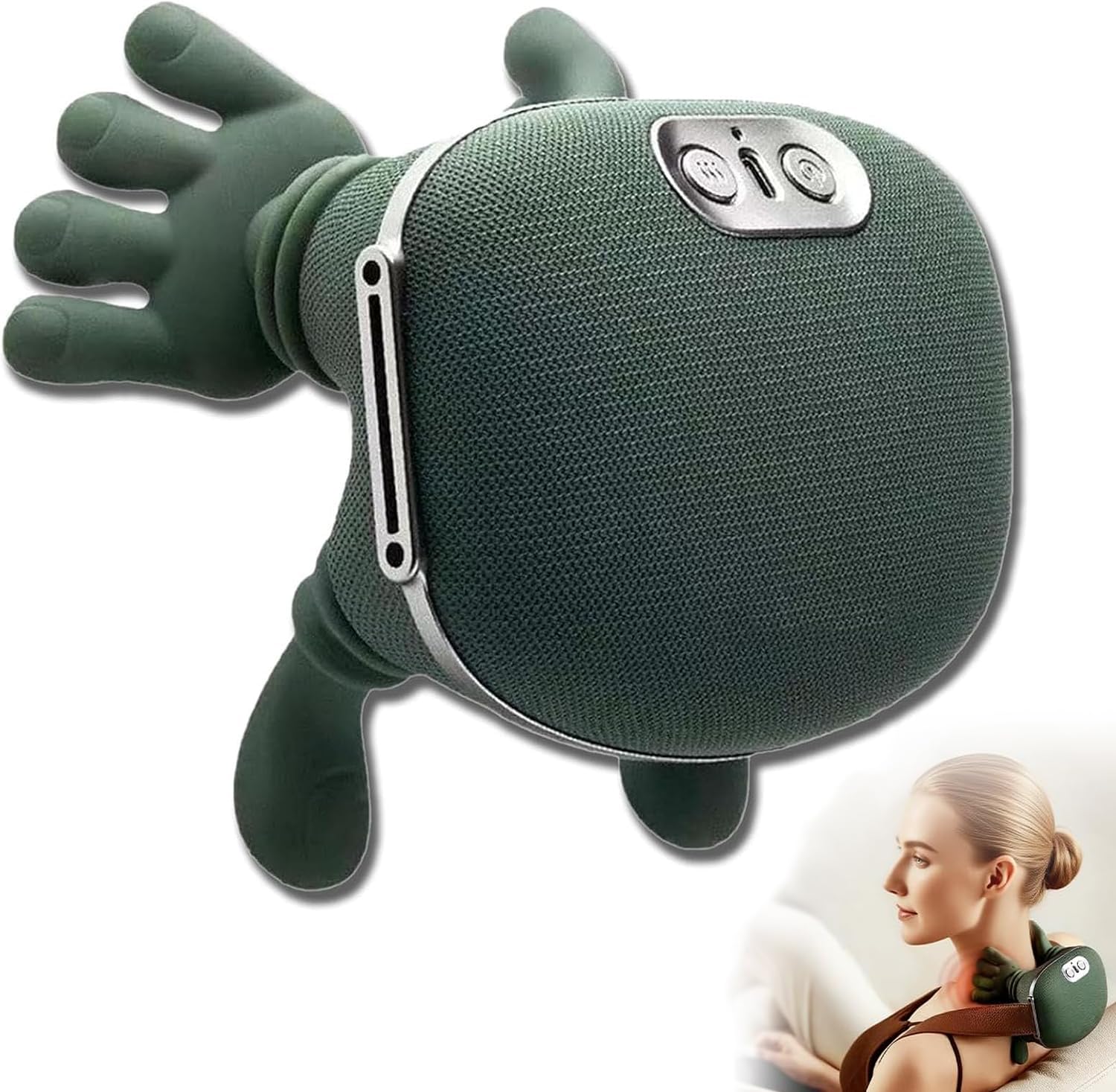 Masajeador de Cuello y Hombros Shiatsu con Calor, Inalámbrico y Portátil, 3 Velocidades, para Espalda, Piernas y Alivio Muscular