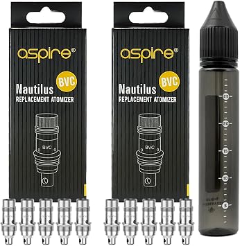 Set of 2 Nautilus Coils Aspire Nautilus Replacement Coils 2 Boxes Total 10 + 1 Empty Bottle for Nautilus Nano Tank, Nautilus 3 Tank, Nautilus 3 , Nautilus 3S Tank 5, Zelos Nano, Zelos 3, Zelos X,