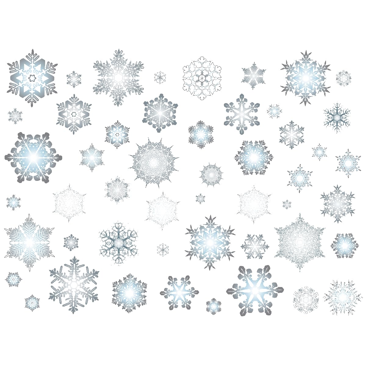 Ambiance Sticker Christmas Merry Christmas Aufkleber, selbstklebend, Weihnachten, Dekoration, Partys, für Schlafzimmer und Wohnzimmer, Schneeflocken – Höhe 70 x Länge 95 cm