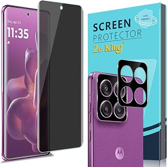 Zeking [2+2 Pack] for Motorola Edge 60 Pro Privacy Tempered Glass Screen Protector and Camera Lens Protector, Anti-Spy[Anti-Scratch] HD Clarity 9H Hardness[Bubble Free]
