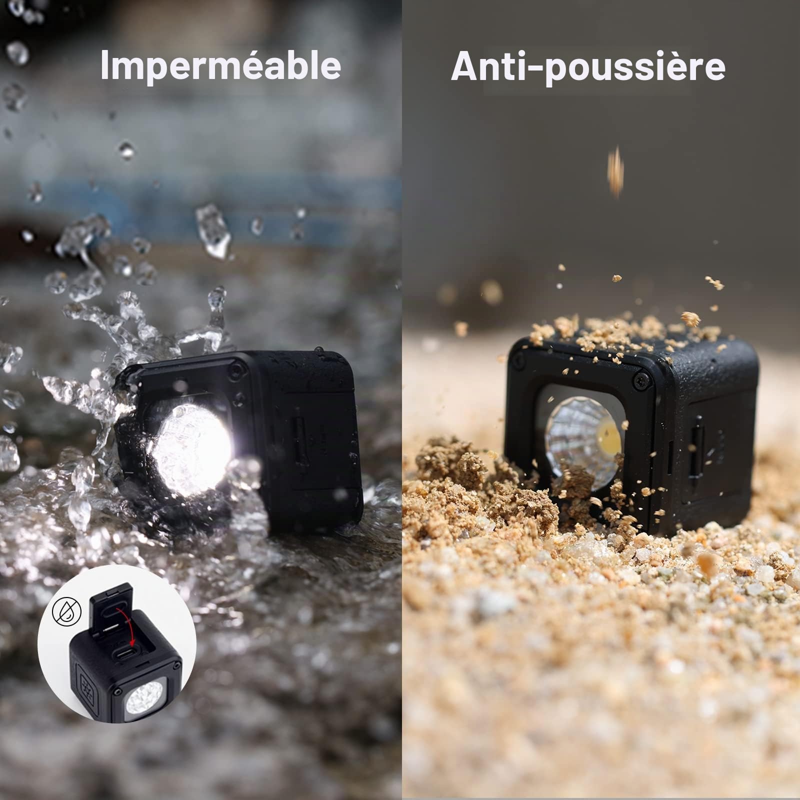 SMALLRIG Lampe Vidéo à LED, Kit d'Éclairage Portable Étanche, Mini Cube avec 8 Filtres de Couleur, Lampe de Photographie à Remplissage Variable 5600K CRI95-3405